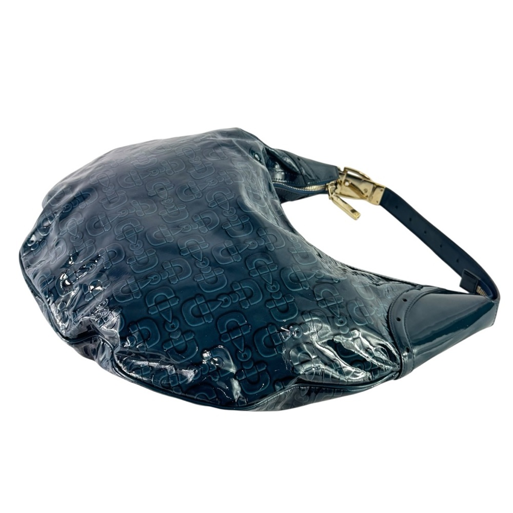 GUCCI Blue Patent Leather Horsebit Glam Hobo Tote Shoulder Bag Made in Italy - Picture 8 of 17